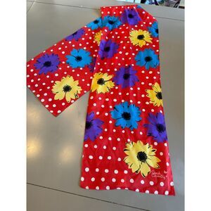 Vintage Sarah Coventry summer scarf, flowers and polka dots